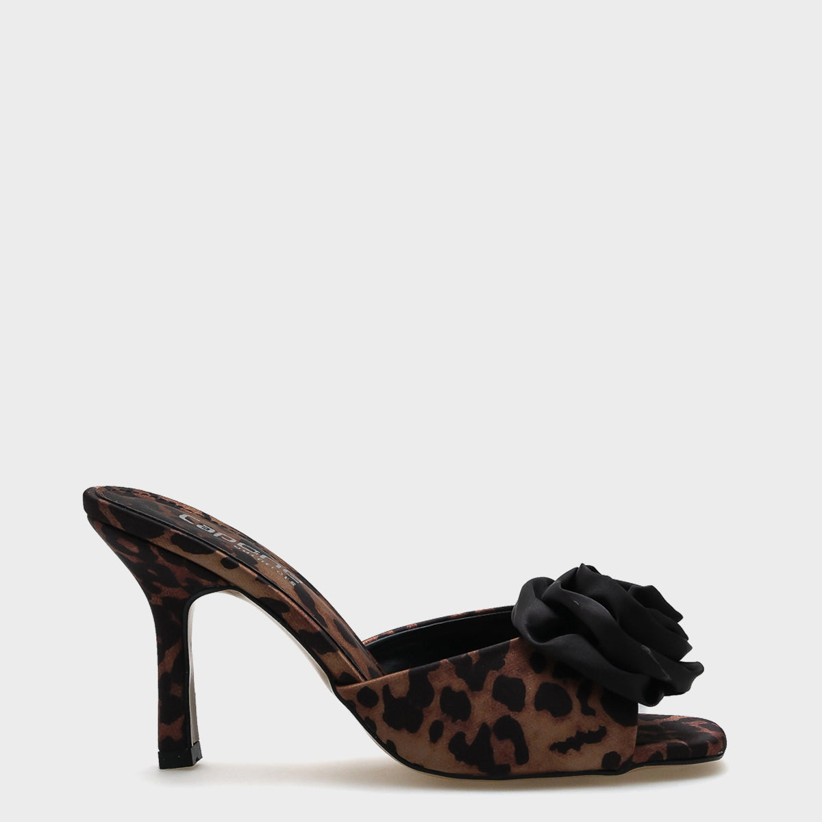 Lou Orta Topuklu Çiçekli Saten Kadın Terlik