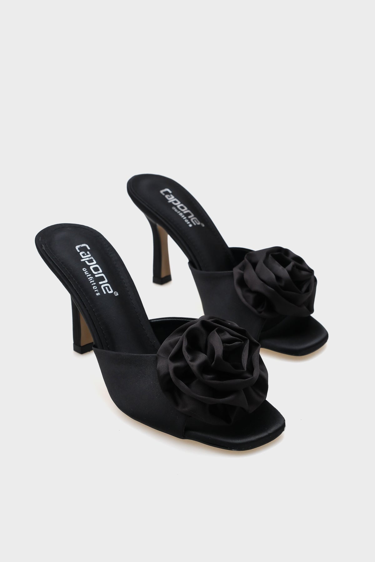 Lou Orta Topuklu Çiçekli Saten Kadın Terlik