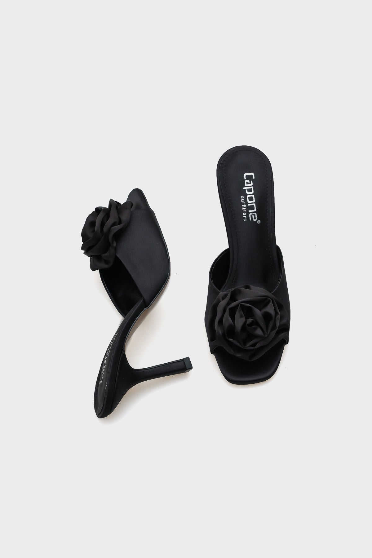 Lou Orta Topuklu Çiçekli Saten Kadın Terlik