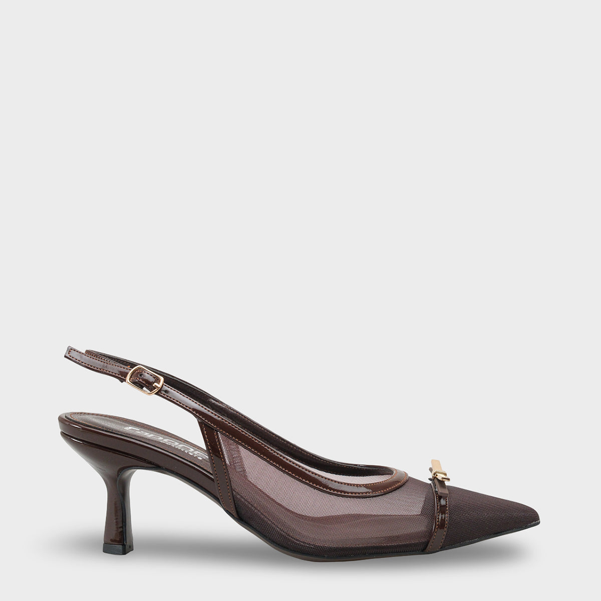 Joya Fileli Sivri Burunlu Orta Topuklu Arkası Açık Kadın Ayakkabı