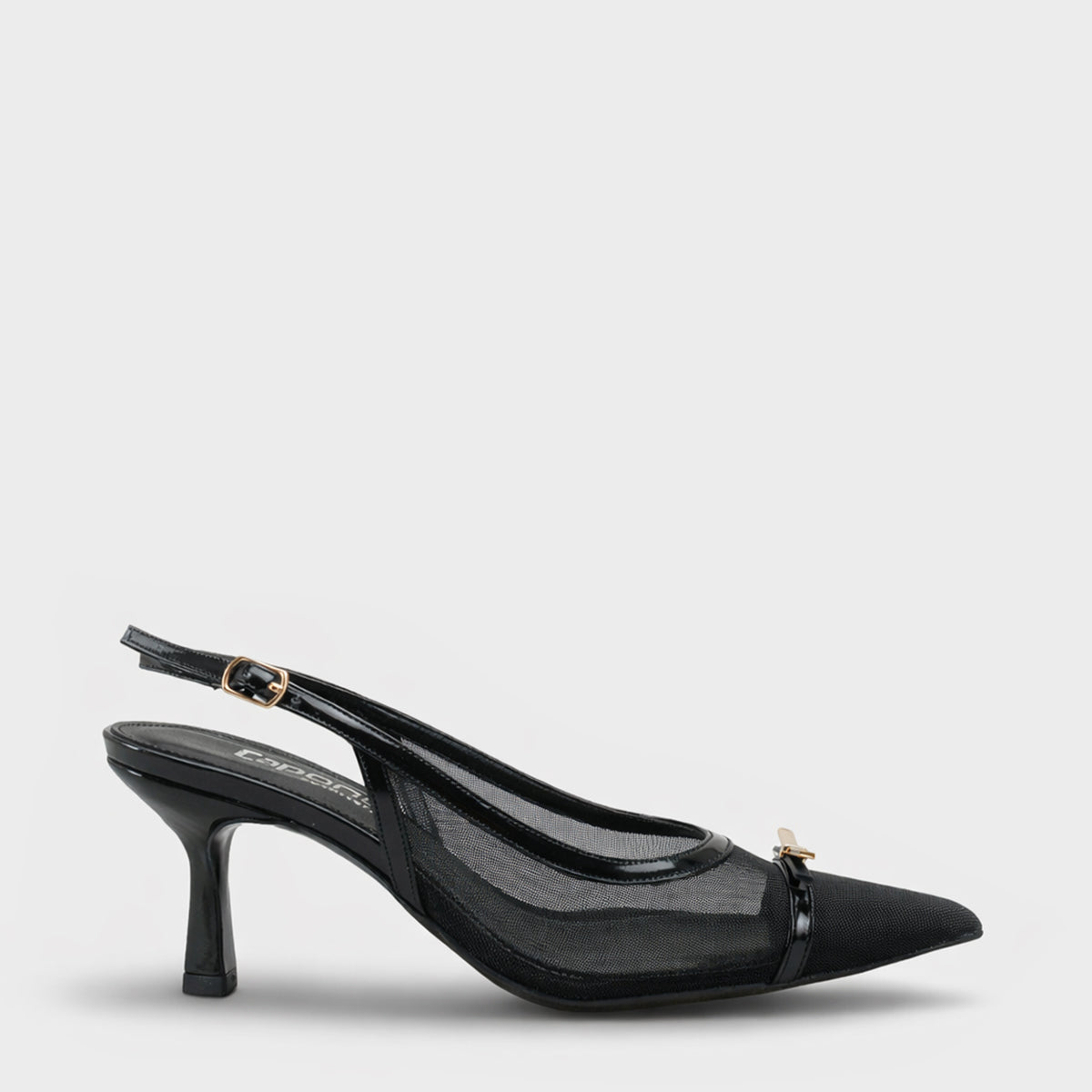 Joya Fileli Sivri Burunlu Orta Topuklu Arkası Açık Kadın Ayakkabı