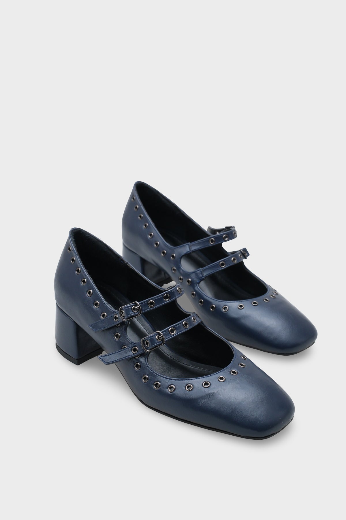 Sharona Orta Topuklu Bantlı Zımbalı Mary Jane Kadın Ayakkabı