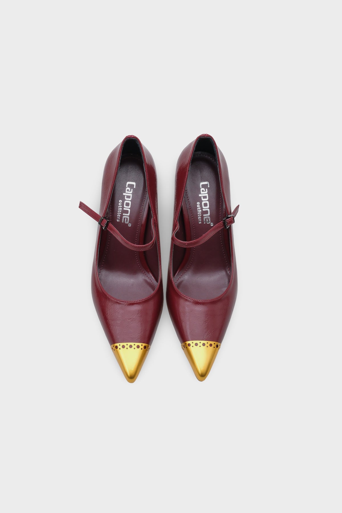 Leigh Sivri Metal Burunlu Orta Topuklu Rugan Görünümlü Kadın Ayakkabı