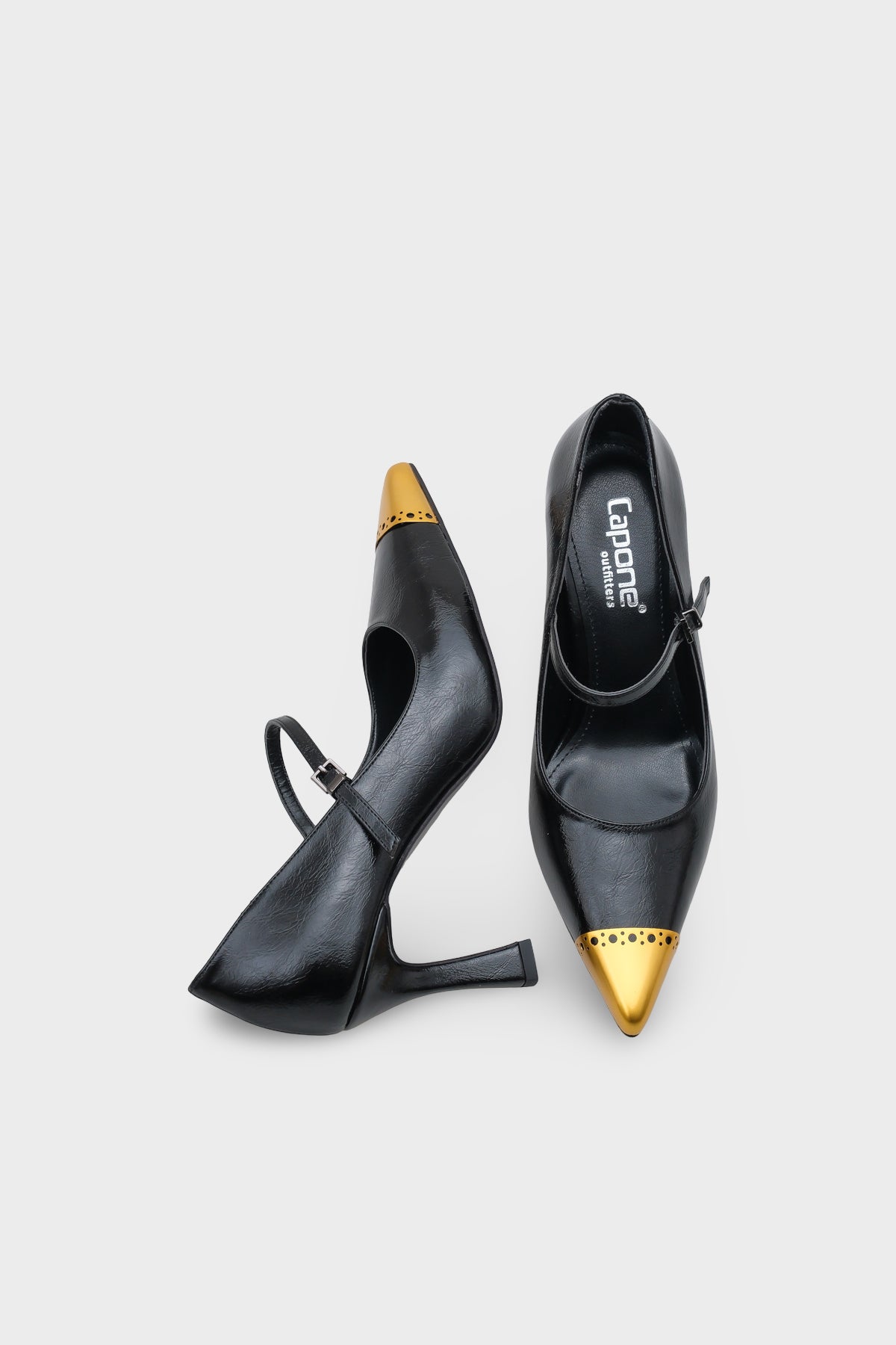 Leigh Sivri Metal Burunlu Orta Topuklu Rugan Görünümlü Kadın Ayakkabı