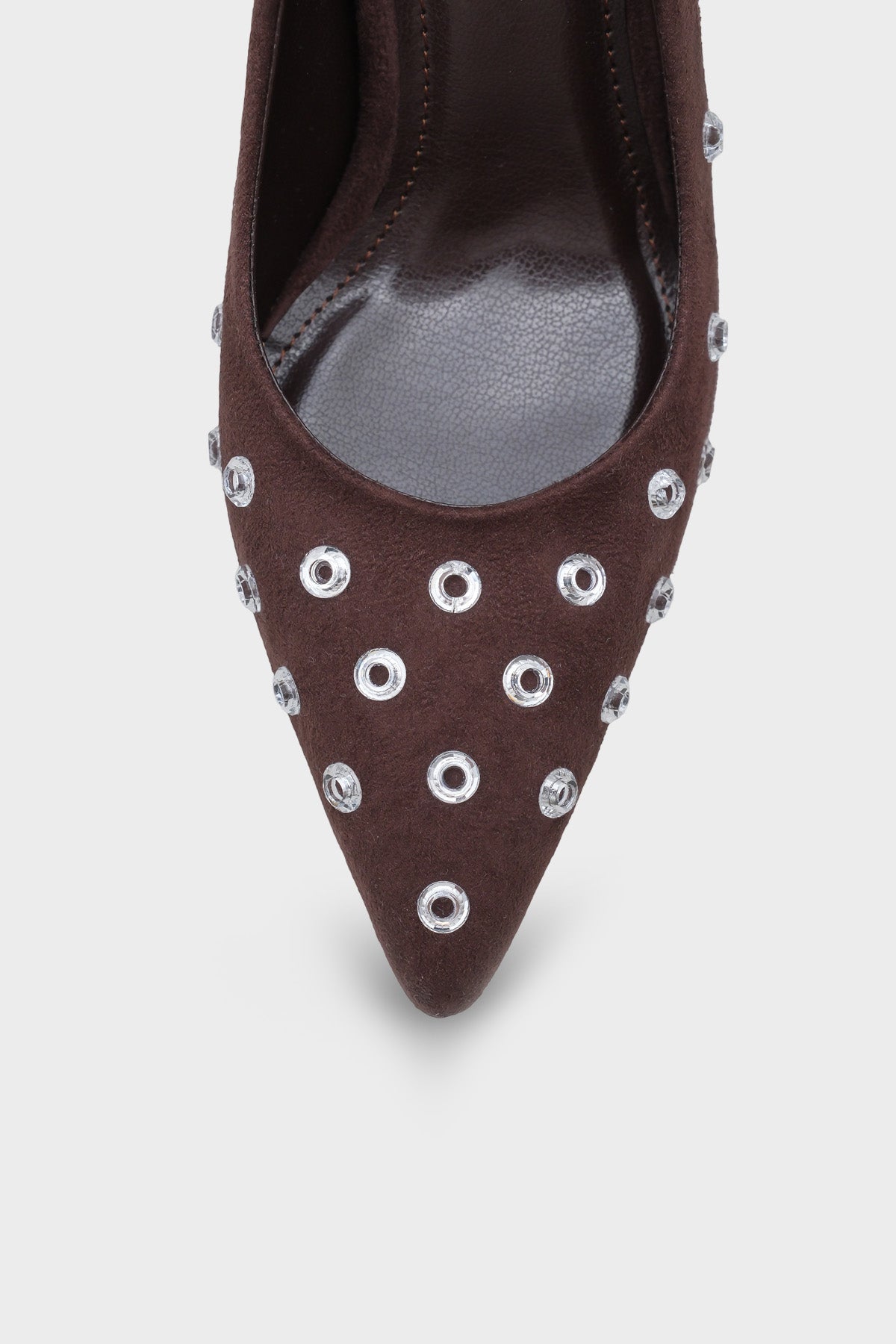 Emmya Orta Topuklu Zımbalı Kadife Stiletto