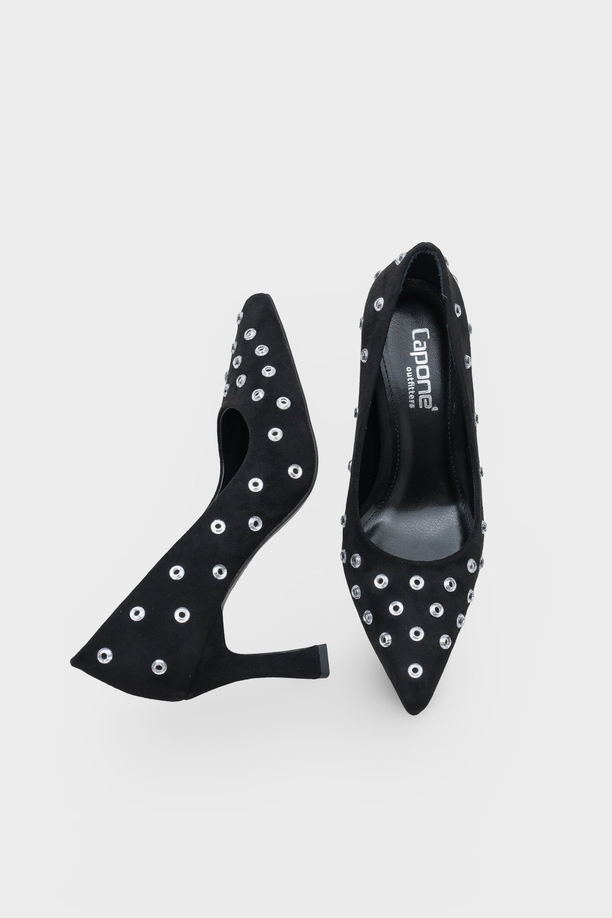 Emmya Orta Topuklu Zımbalı Kadife Stiletto