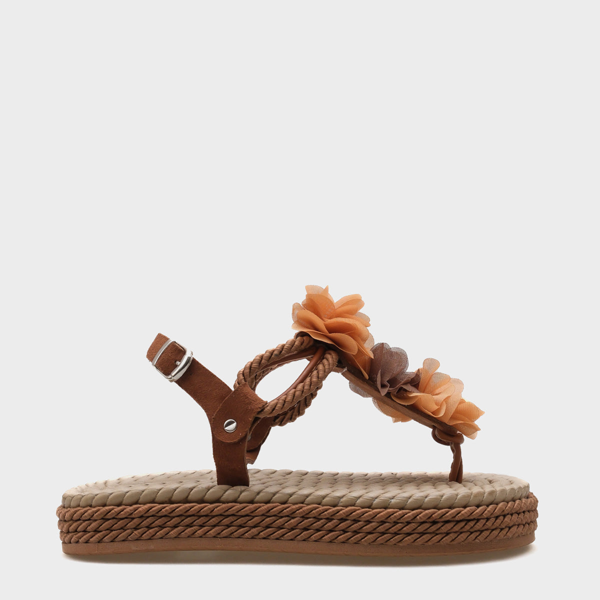 Cornelia Hasır Parmak Arası Çiçekli Kadın Sandalet