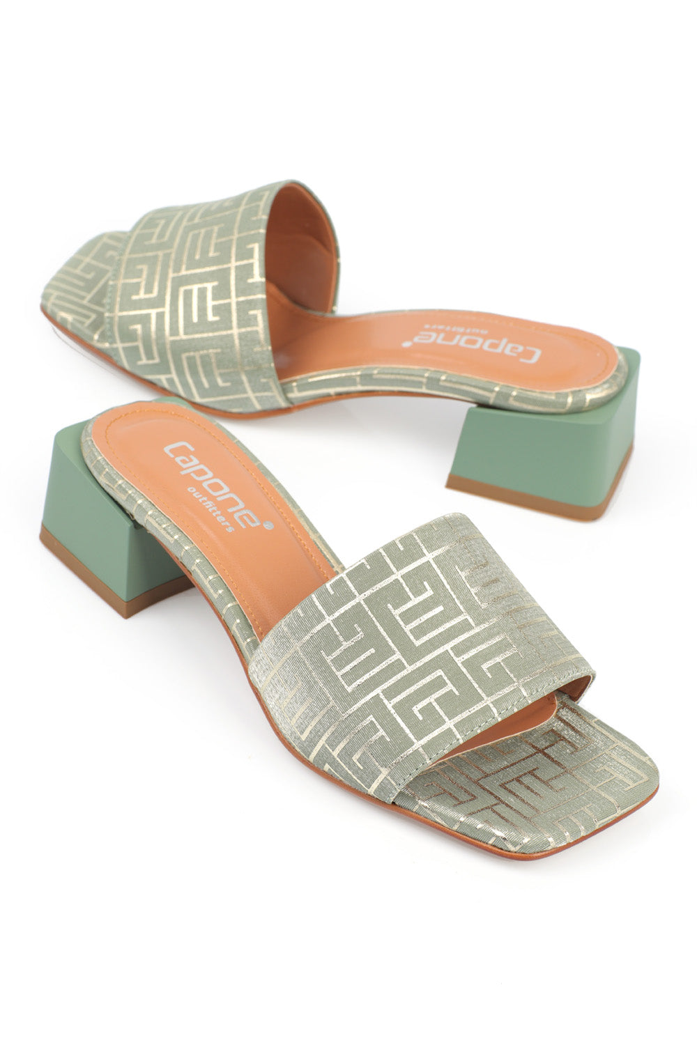 Cathleen  Küt Burunlu Orta Topuklu Saten Kadın Terlik