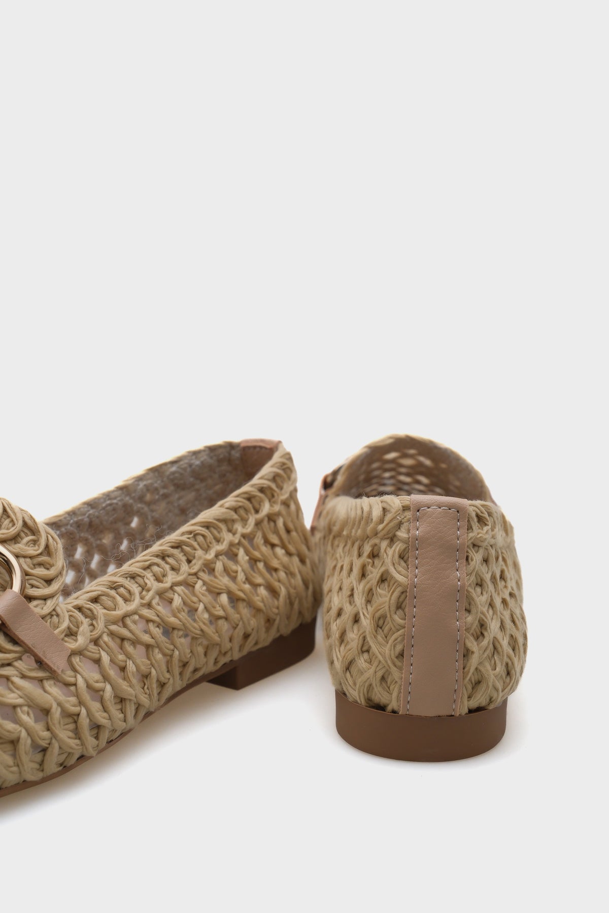 Tani Hasır Örgü Metal Tokalı Kadın Loafer