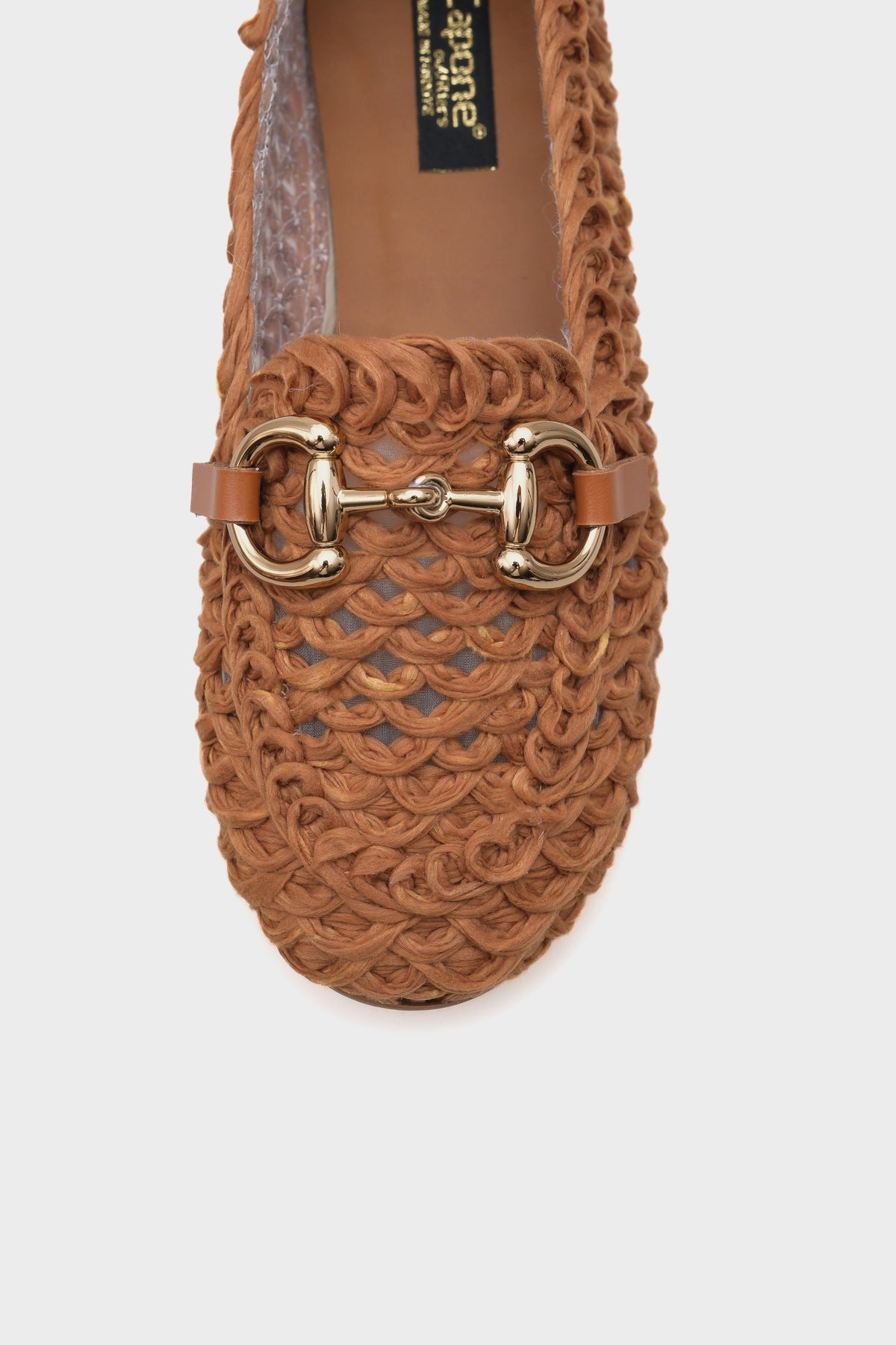 Tani Hasır Örgü Metal Tokalı Kadın Loafer