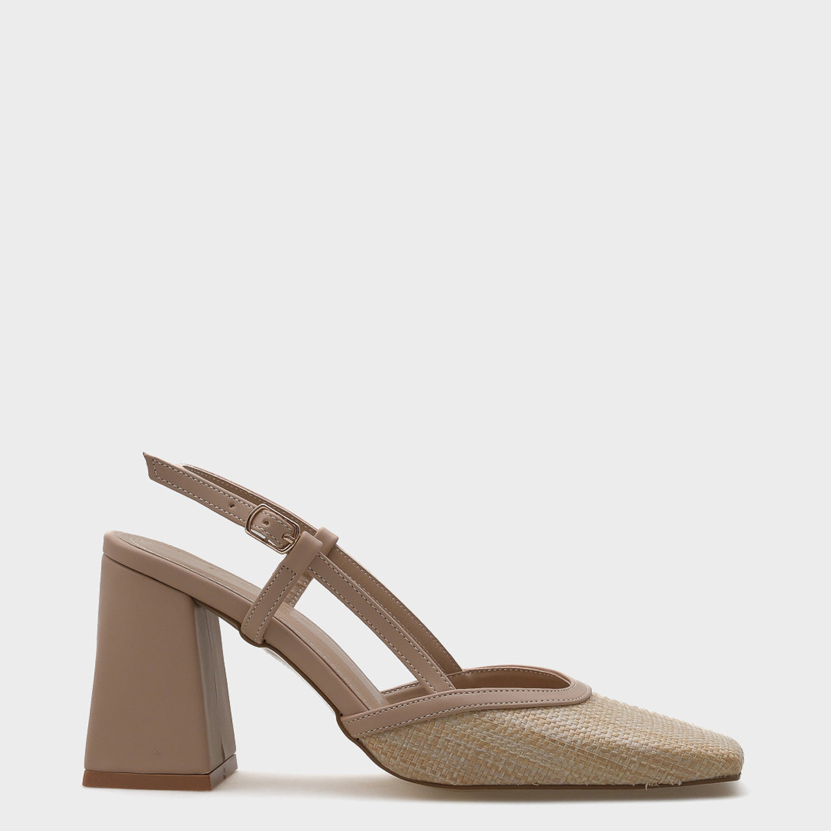 Paige Arkası Açık Küt Burunlu Kalın Topuklu Hasır Kadın Ayakkabı