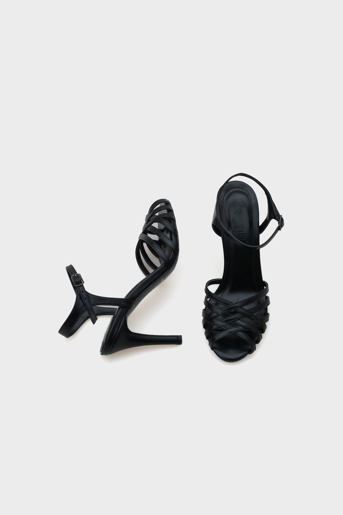 Corri Topuklu Kafes Örgülü Bilekten Bantlı Kadın Sandalet