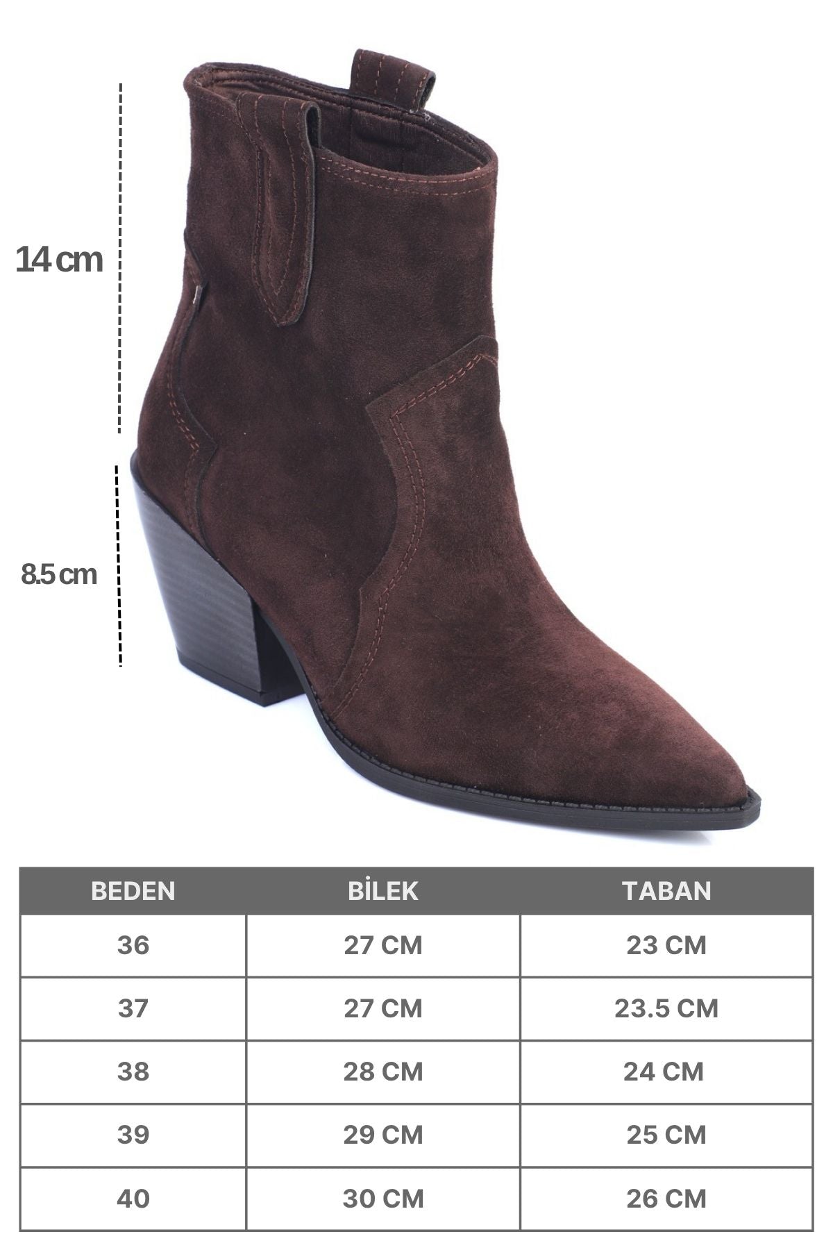 Tiffani Sivri Burunlu Hakiki Deri Yandan Çekmeli Kadın Kovboy Bot