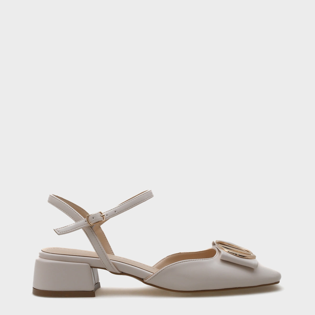 Randi Arkası Açık Tokalı Kısa Topuklu Kadın Ayakkabı