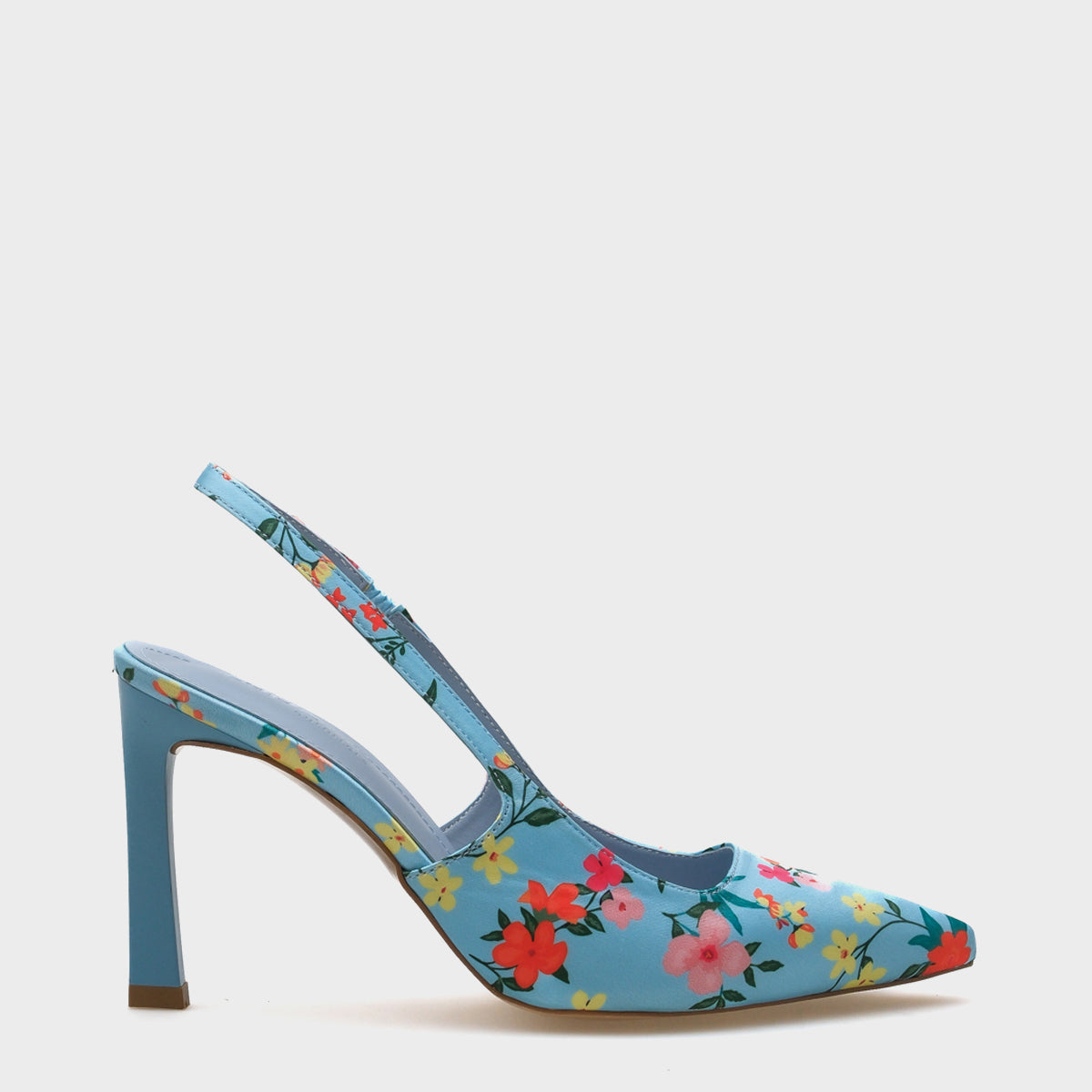 Rebeca Arkası Açık Sivri Burunlu Yüksek Topuklu Çiçek Desenli Kadın Ayakkabı