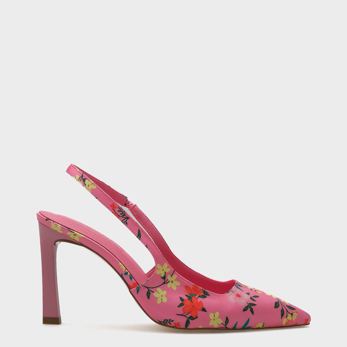 Rebeca Arkası Açık Sivri Burunlu Yüksek Topuklu Çiçek Desenli Kadın Ayakkabı