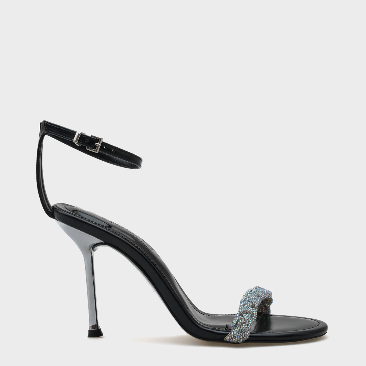 Daisey Topuklu Taşlı Bantlı Bilekten Bantlı Metalik Şık Kadın Sandalet