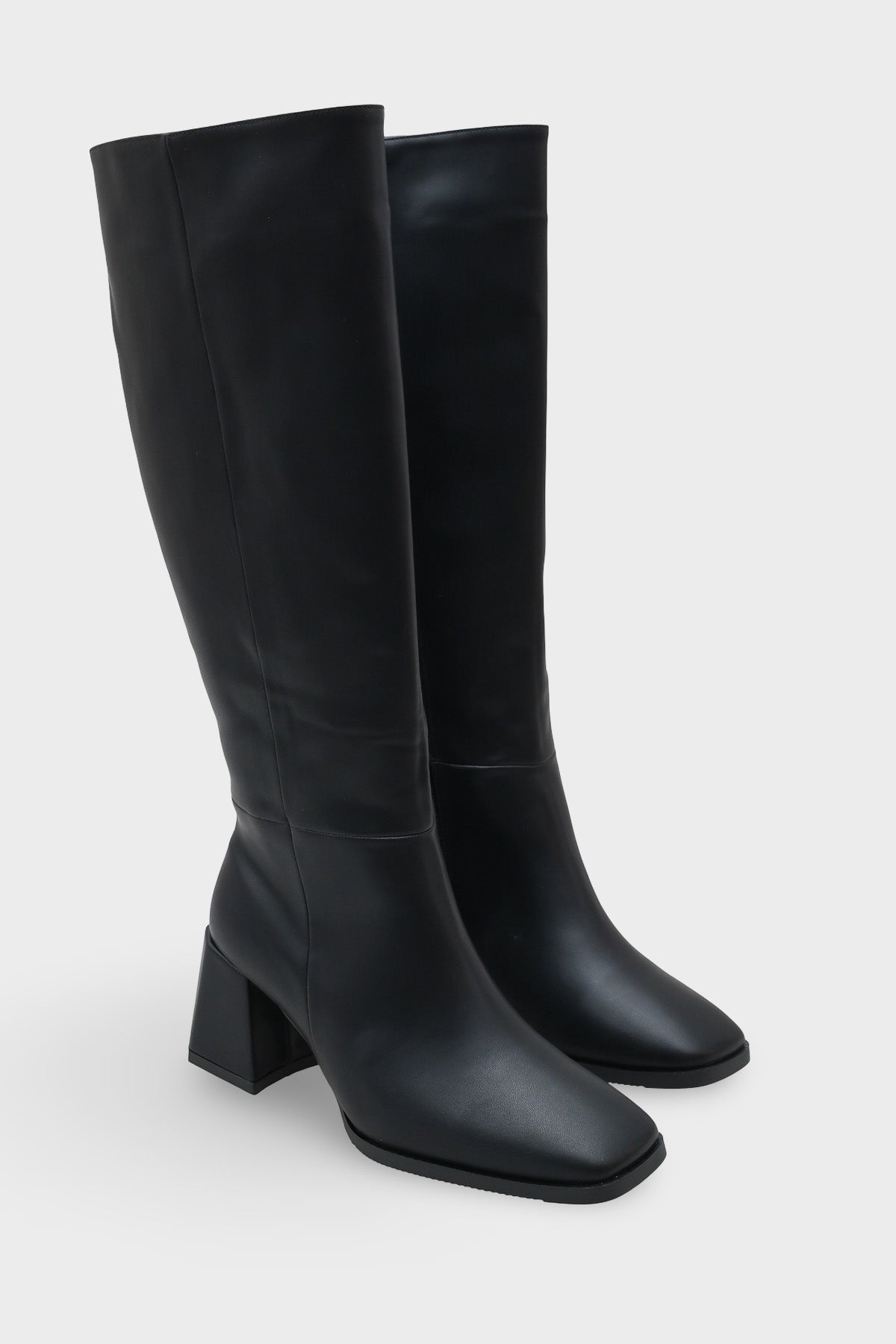 Merilyn Küt Burunlu Kalın Orta Topuklu Fermuarlı Uzun Kadın Çizme