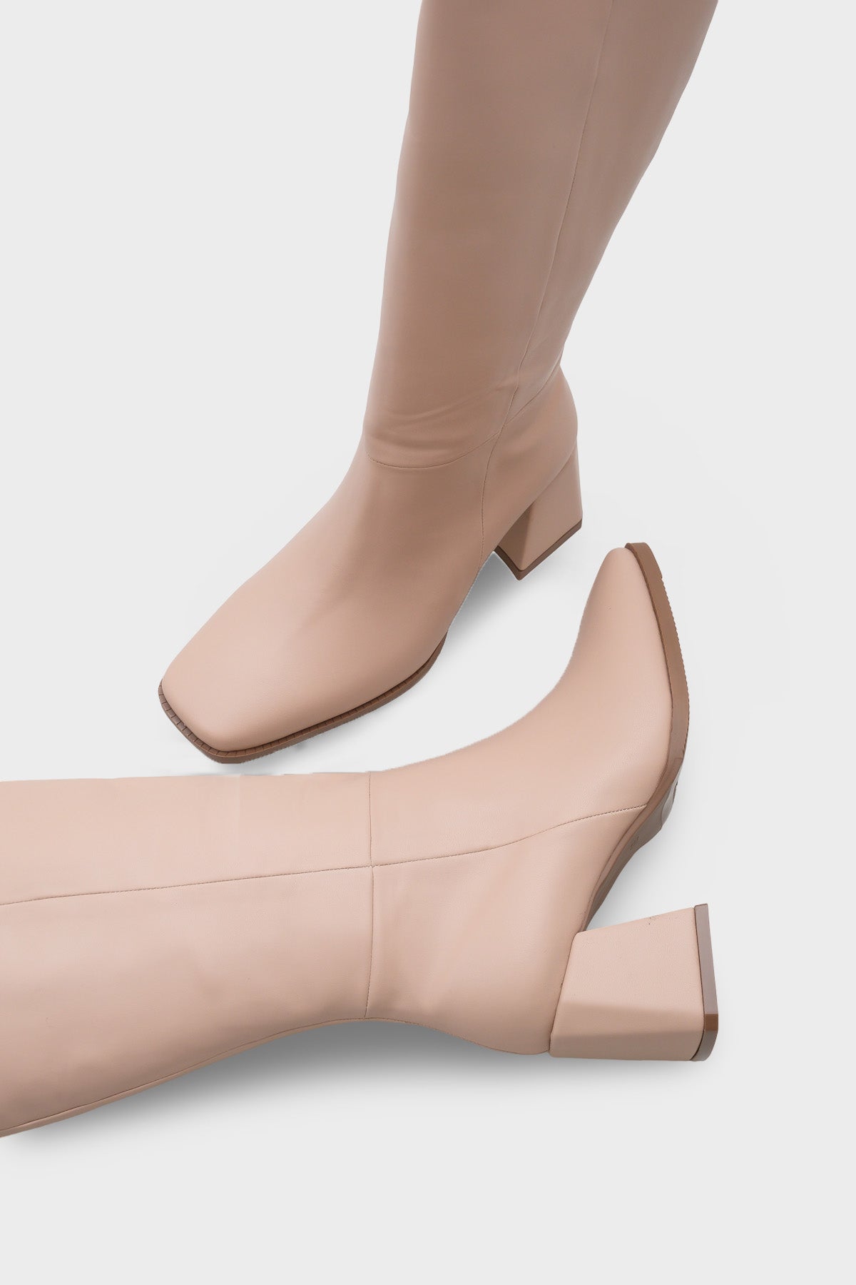 Merilyn Küt Burunlu Kalın Orta Topuklu Fermuarlı Uzun Kadın Çizme