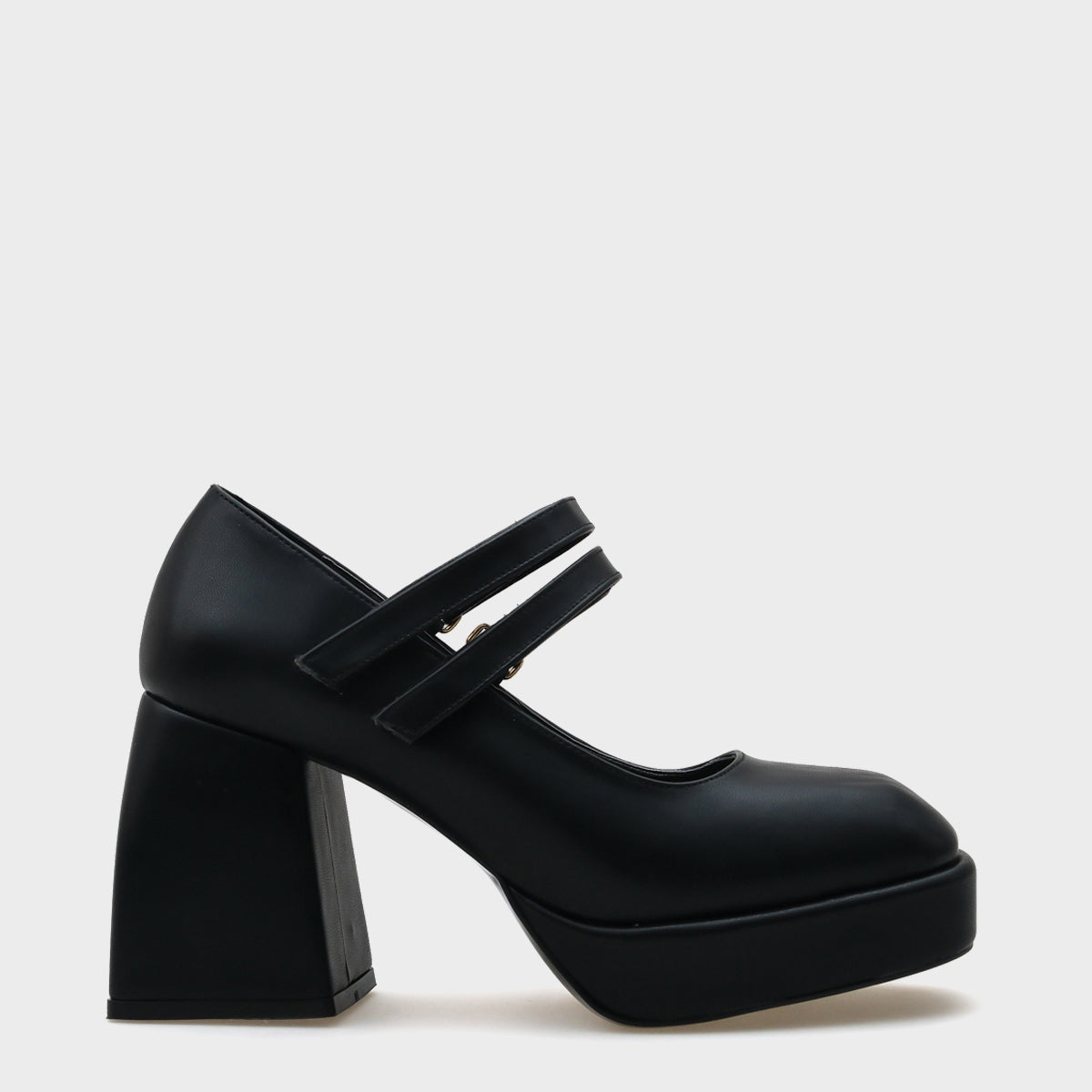 Küt Burunlu Bantlı Platform Mary Jane Ayakkabı