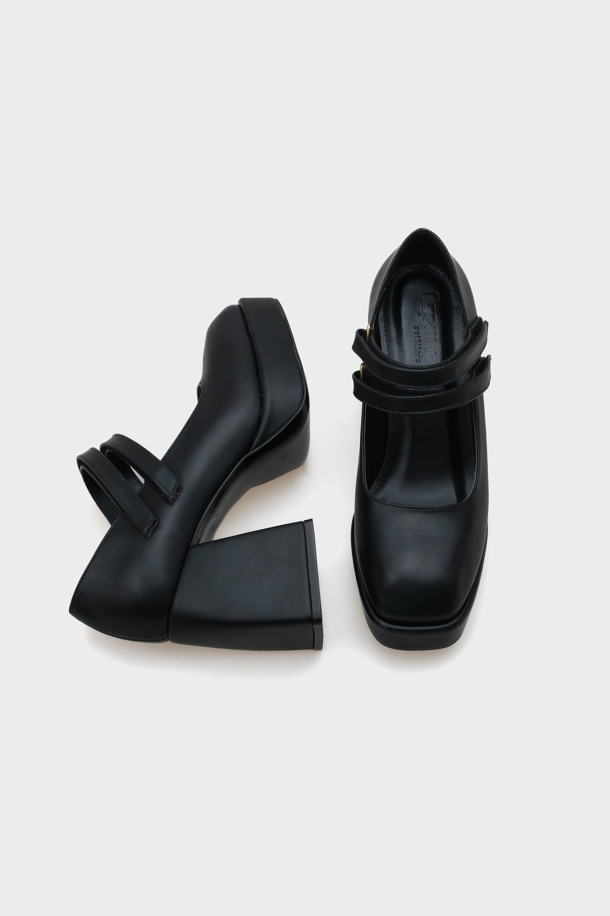 Küt Burunlu Bantlı Platform Mary Jane Ayakkabı