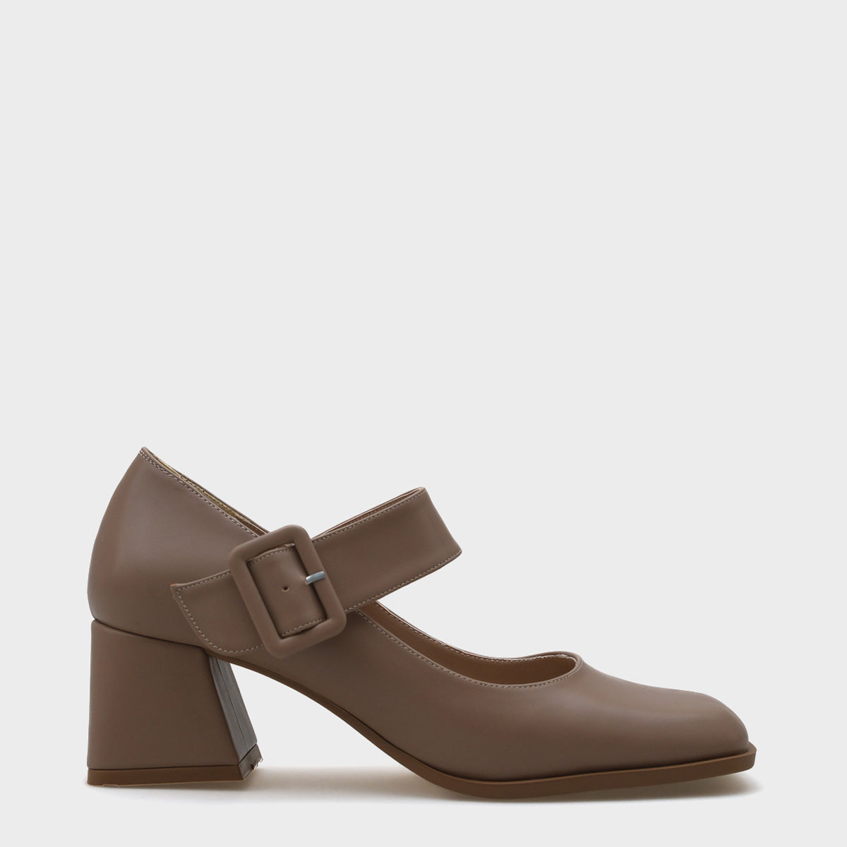 Cilt Küt Burunlu Mary Jane Orta Topuklu Kadın Ayakkabı