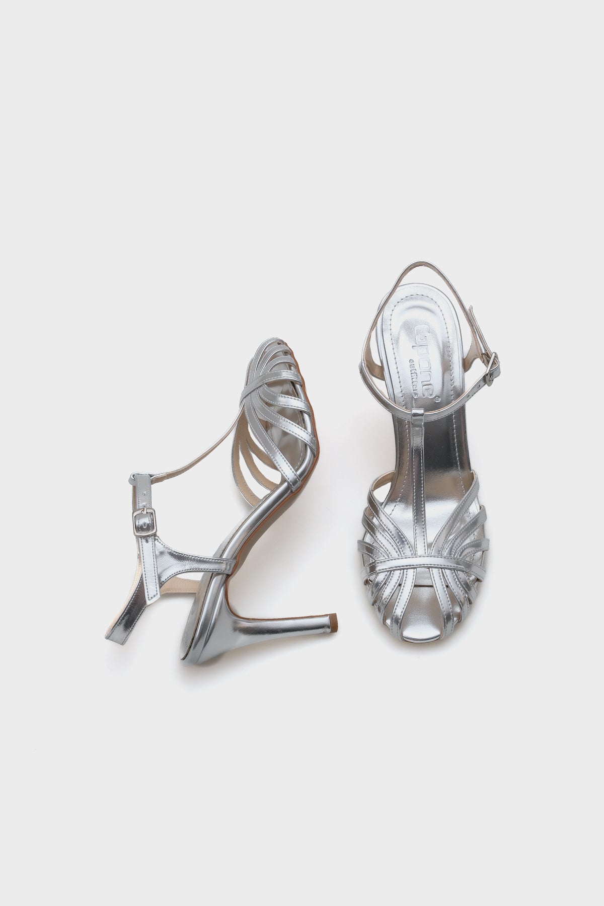 Daniela Oval Burunlu Kafes T Bantlı İnce Topuklu Kadın Sandalet