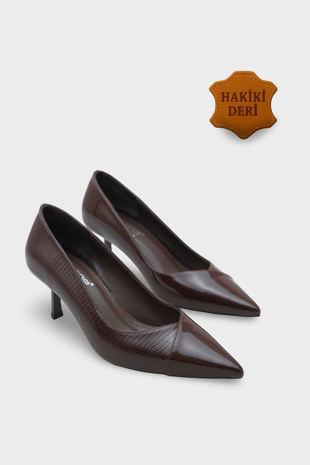 Brianne Orta Topuklu Bantlı Yılan Baskılı Hakiki Deri Astarlı Stiletto