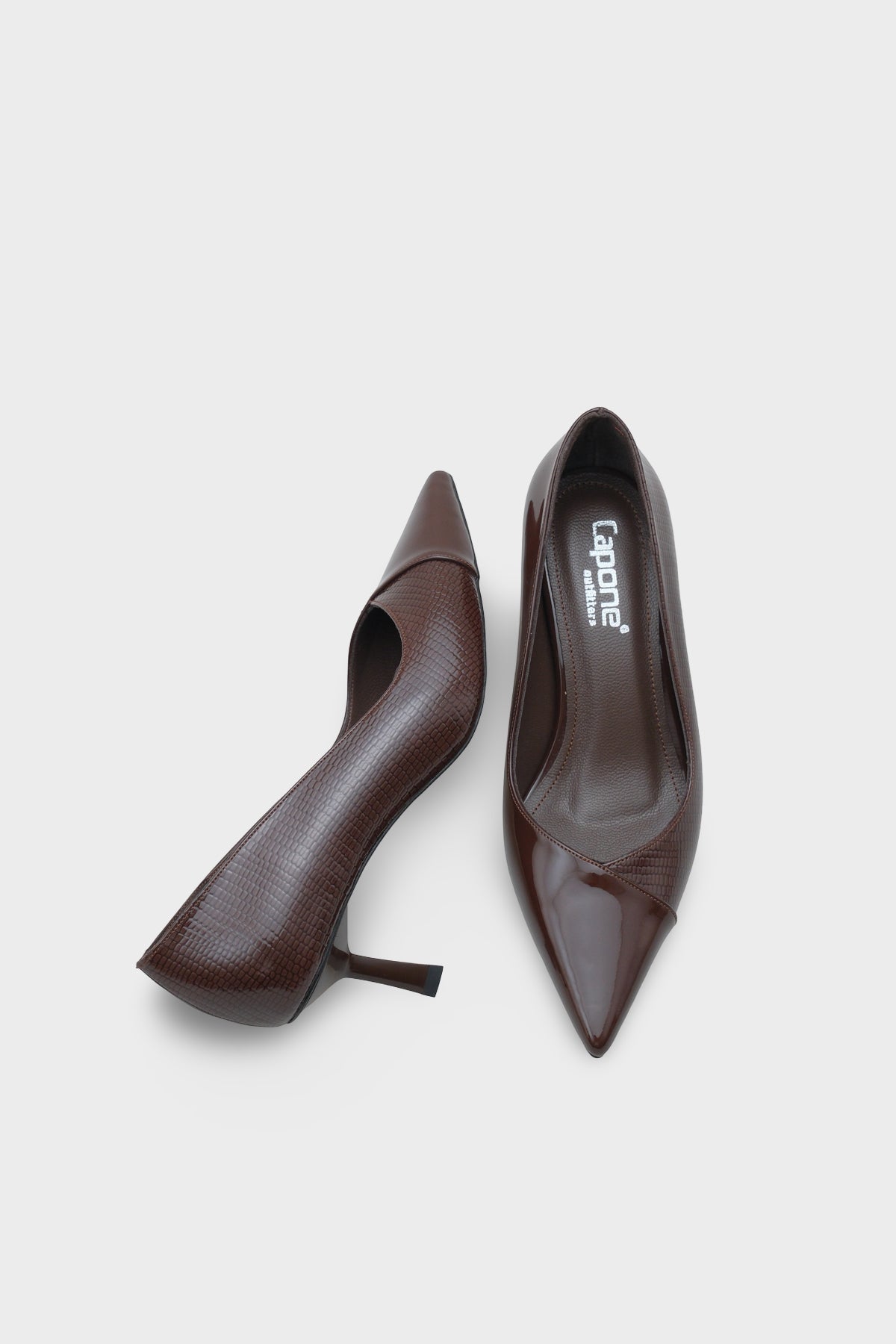 Brianne Orta Topuklu Bantlı Yılan Baskılı Hakiki Deri Astarlı Stiletto