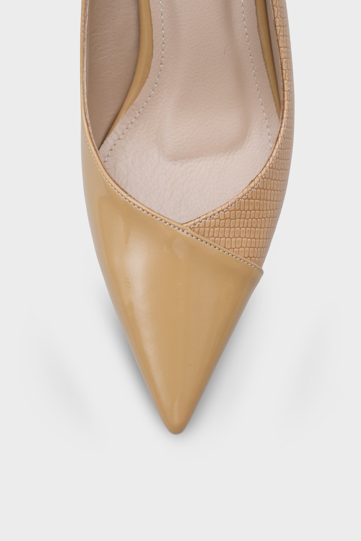 Brianne Orta Topuklu Bantlı Yılan Baskılı Hakiki Deri Astarlı Stiletto