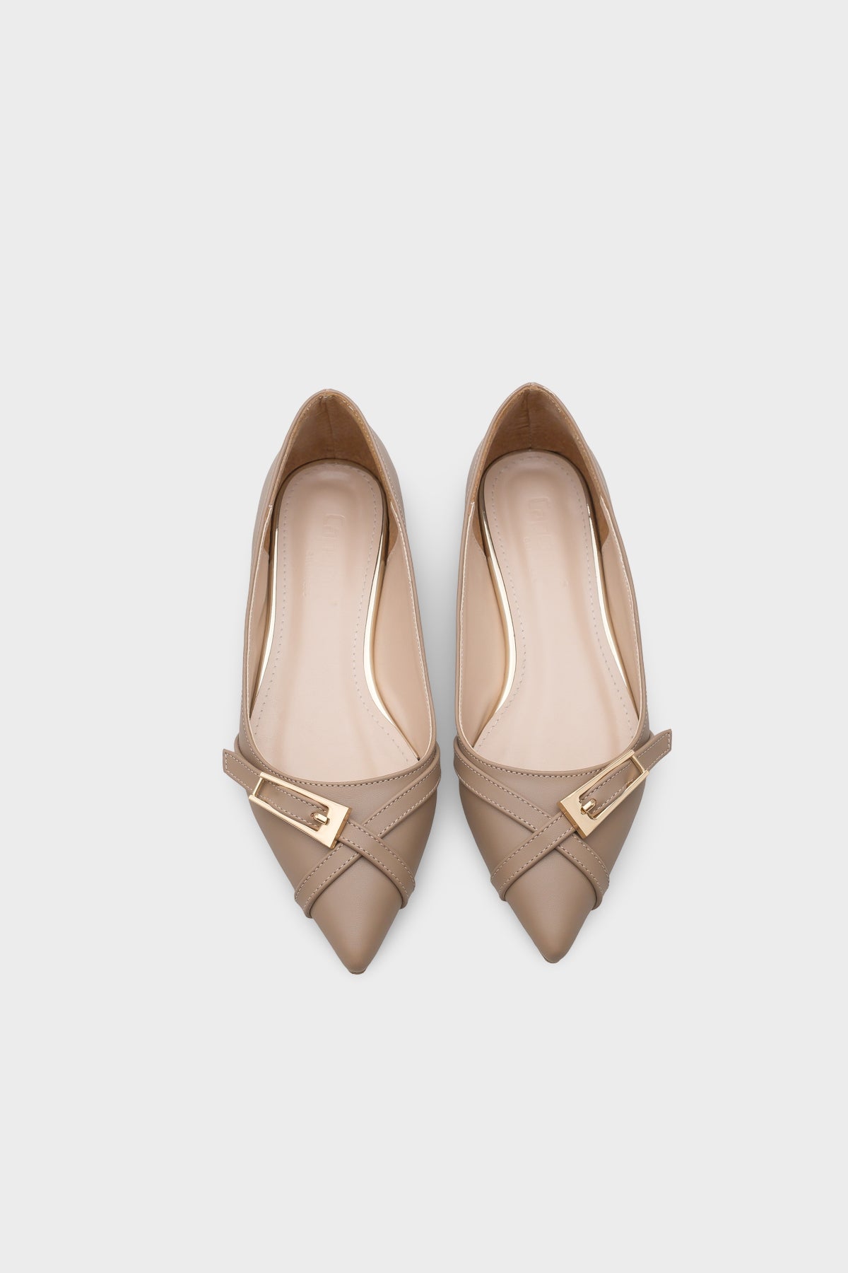 Karry Sivri Burunlu Kısa Topuklu Metal Aksesuarlı Kadın Babet