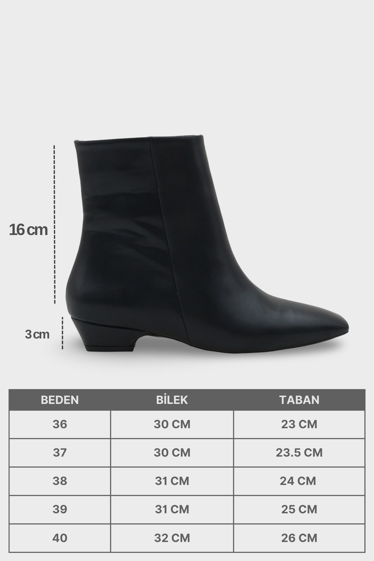 Evie Kısa Topuklu Yandan Fermuarlı Küt Burun Kadın Bot