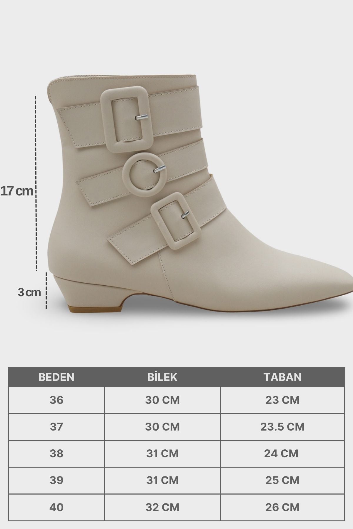 Shane Kısa Topuklu Yandan Fermuarlı Tokalı Küt Burun Kadın Bot