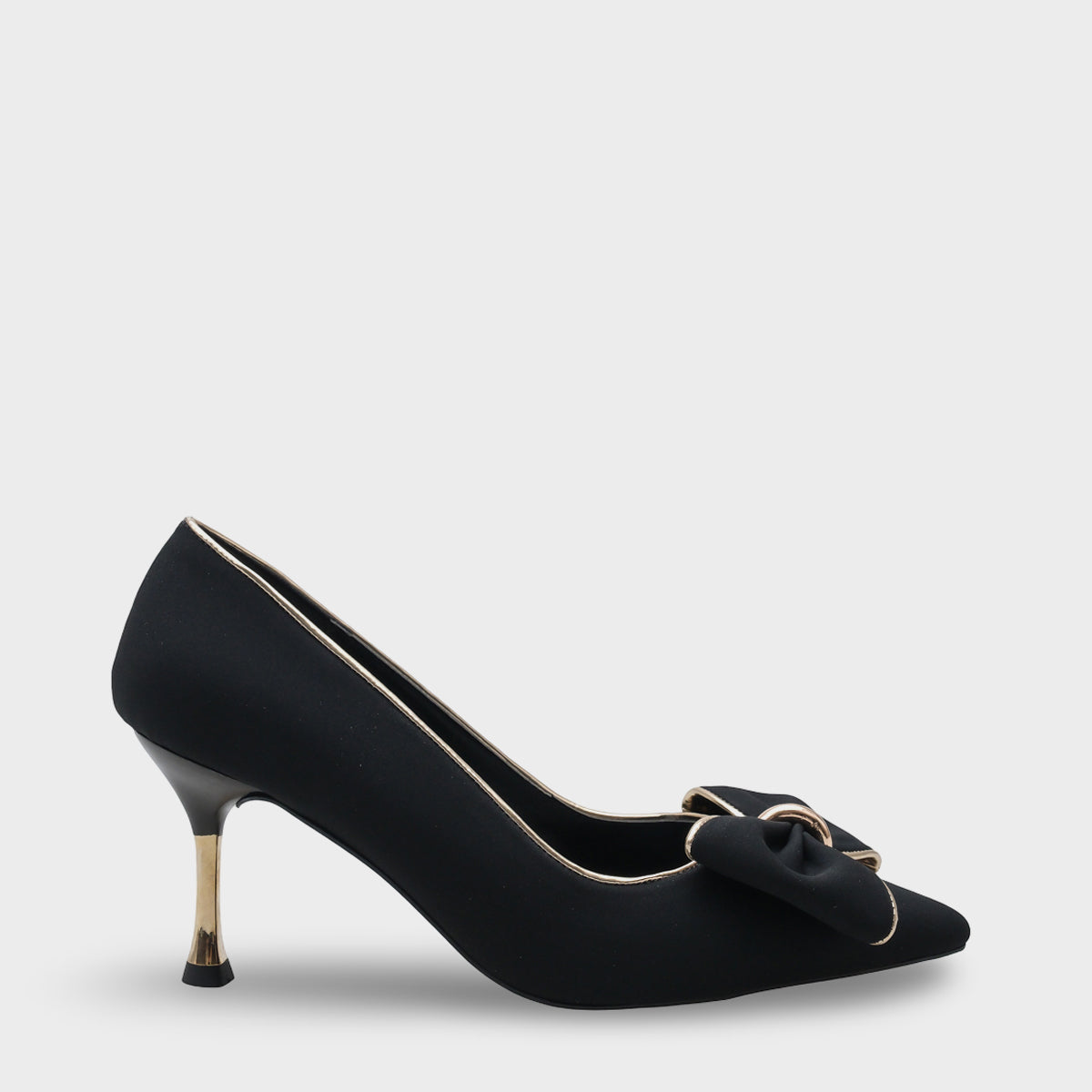 Marigold Metal Orta Boy Topuklu Fiyonklu Saten Kadın Şık Ayakkabı