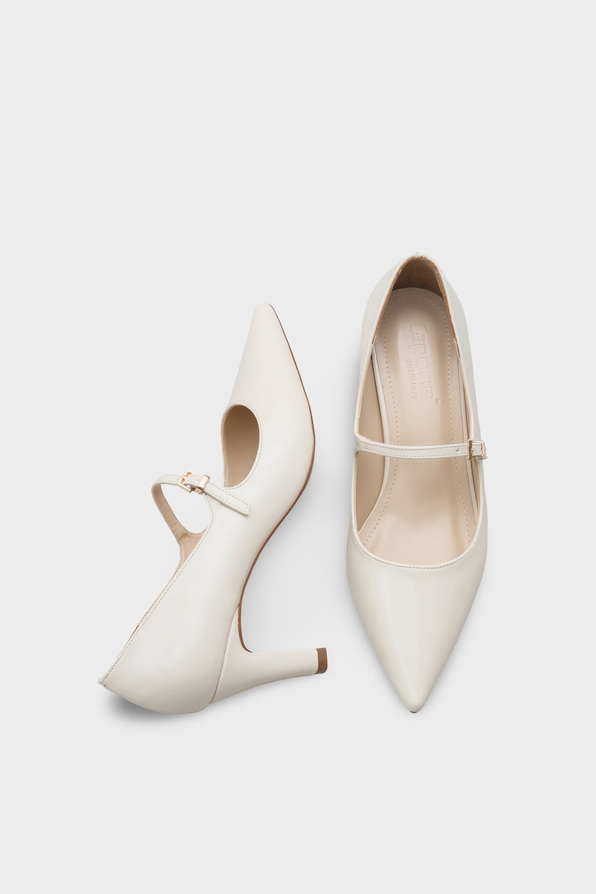 Melody Sivri Burunlu Orta Topuklu Rugan Görünümlü Kadın Ayakkabı