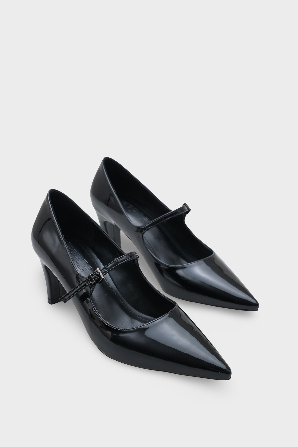 Melody Sivri Burunlu Orta Topuklu Rugan Görünümlü Kadın Ayakkabı