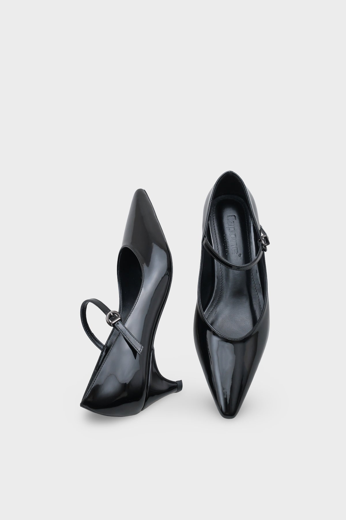 Amalia Bantlı Kısa Topuklu Sivri Burunlu Rugan Görünümlü Kadın Ayakkabı