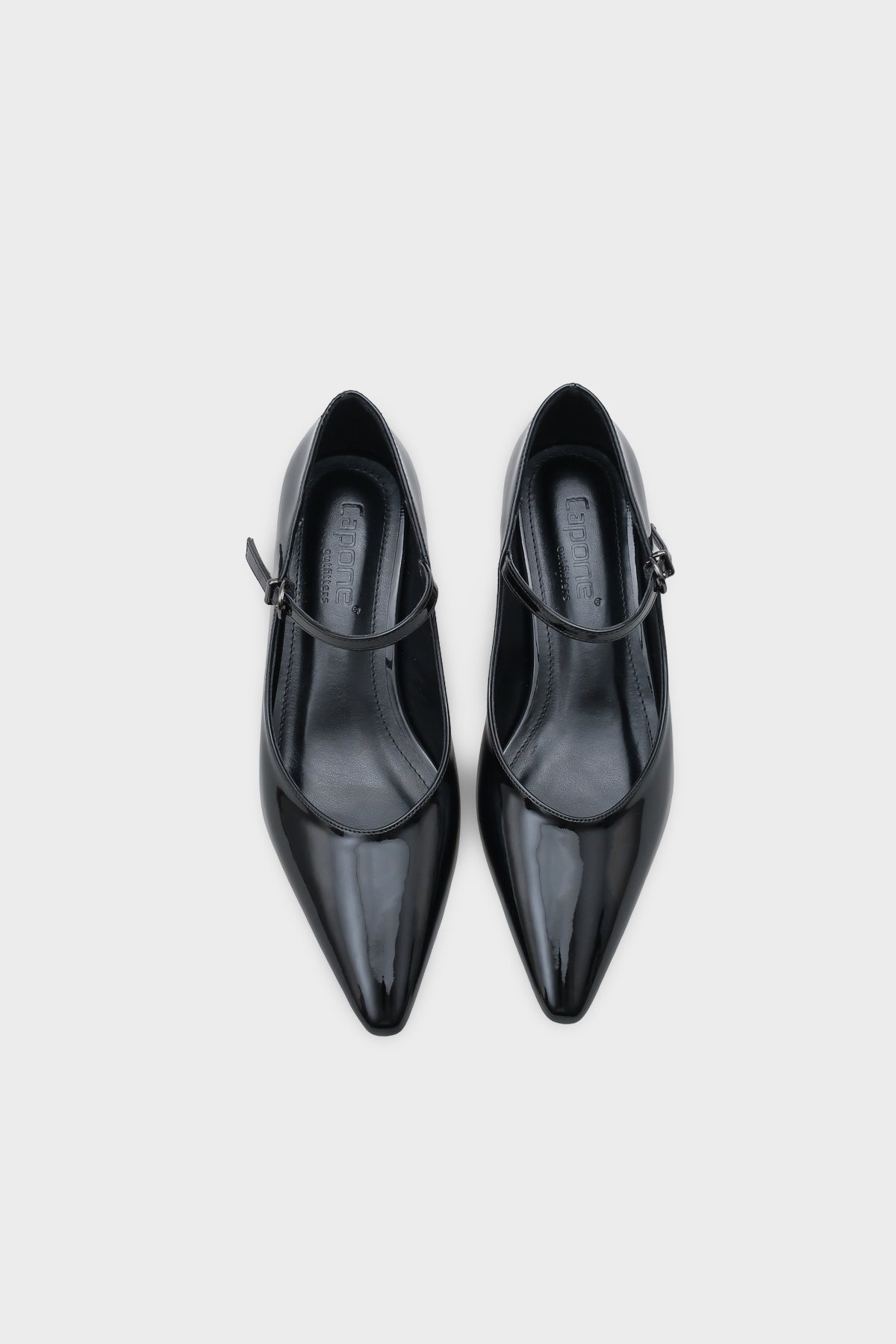 Amalia Bantlı Kısa Topuklu Sivri Burunlu Rugan Görünümlü Kadın Ayakkabı