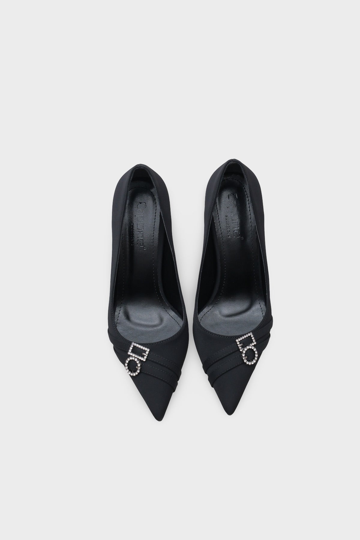 Karyl  Yüksek Topuklu Taşlı Tokalı Saten Şık Stiletto