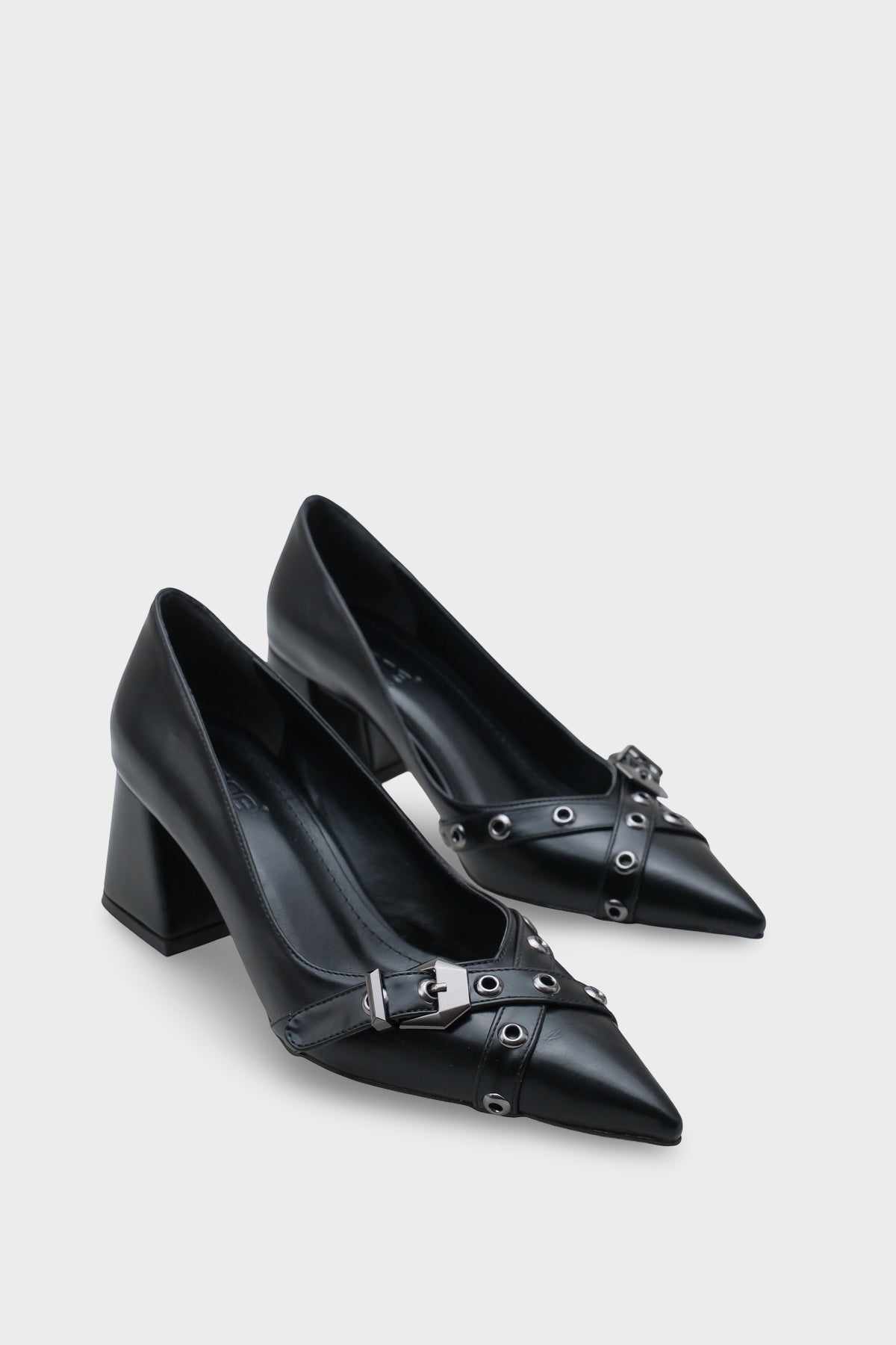 Kristal Kalın Orta Topuklu Tokalı Kadın Günlük Şık Ayakkabı