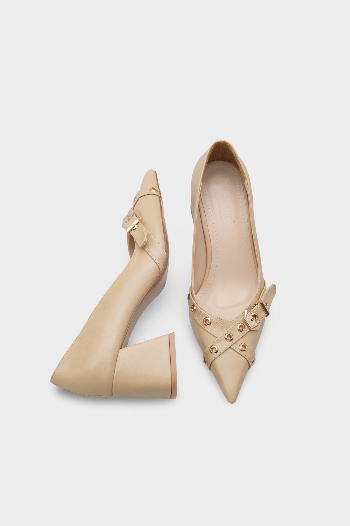 Kristal Kalın Orta Topuklu Tokalı Kadın Günlük Şık Ayakkabı