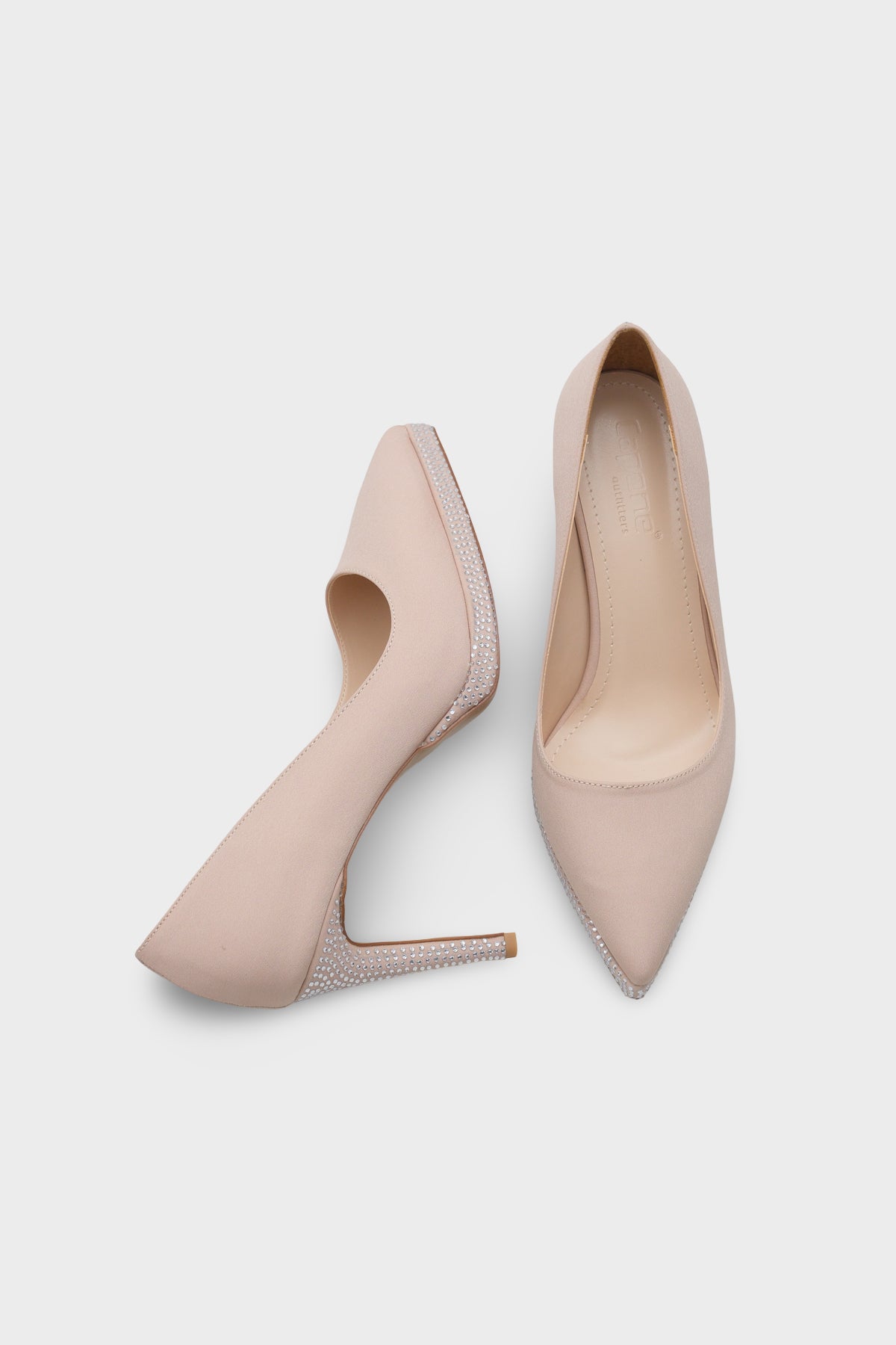 Karine Taşlı Platform Yüksek Topuklu Saten Abiye Ayakkabı