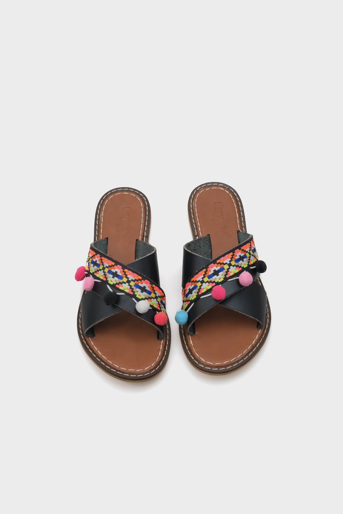 Mada 8084 Hakiki Deri Ponponlu Kadın Terlik