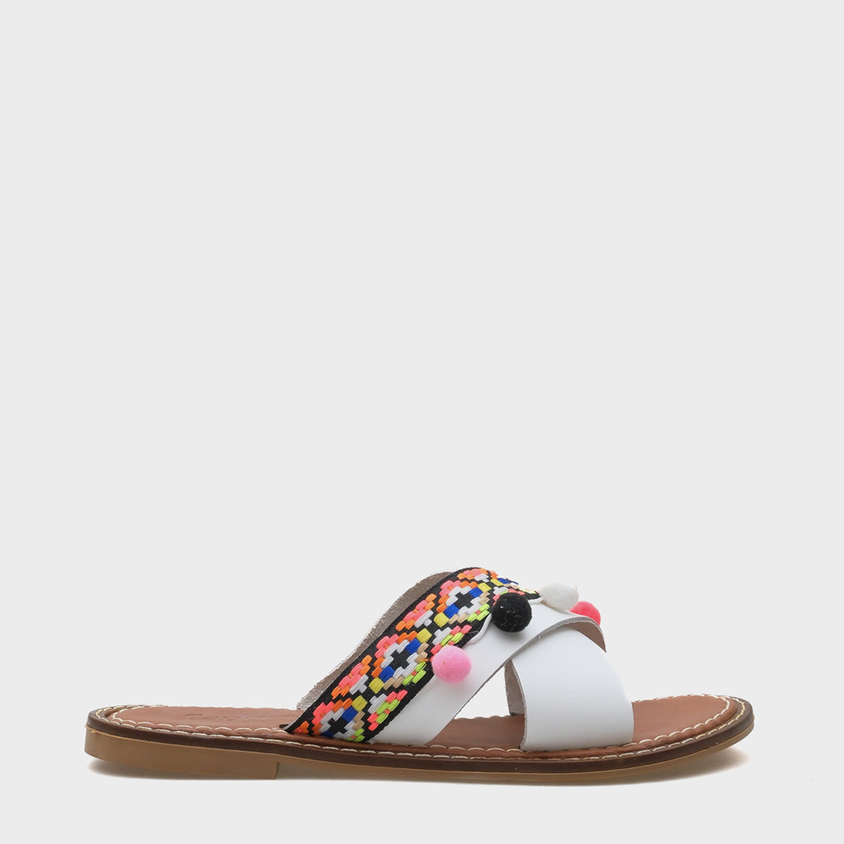 Mada 8084 Hakiki Deri Ponponlu Kadın Terlik