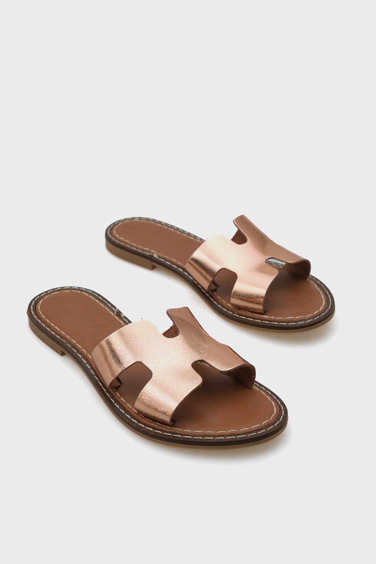 Madelin H Bantlı Kadın Deri Terlik