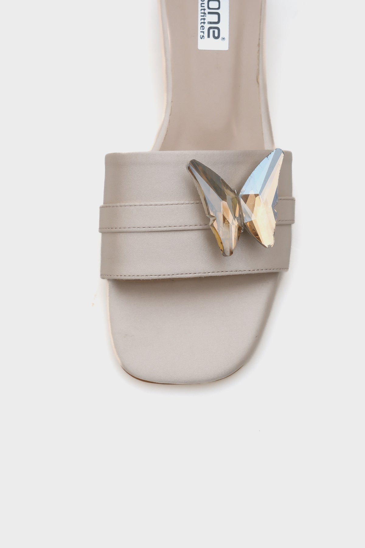 Ariela Yuvarlak Küt Burunlu Taşlı Kelebek Tokalı Kadın Kısa Topuklu Terlik