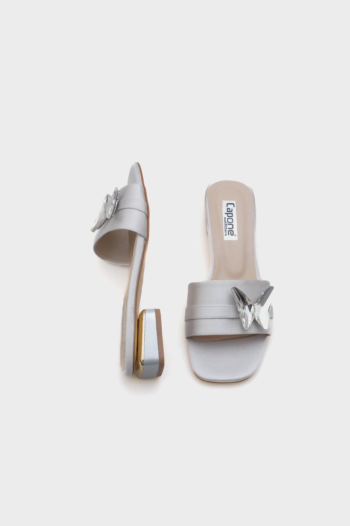 Ariela Yuvarlak Küt Burunlu Taşlı Kelebek Tokalı Kadın Kısa Topuklu Terlik