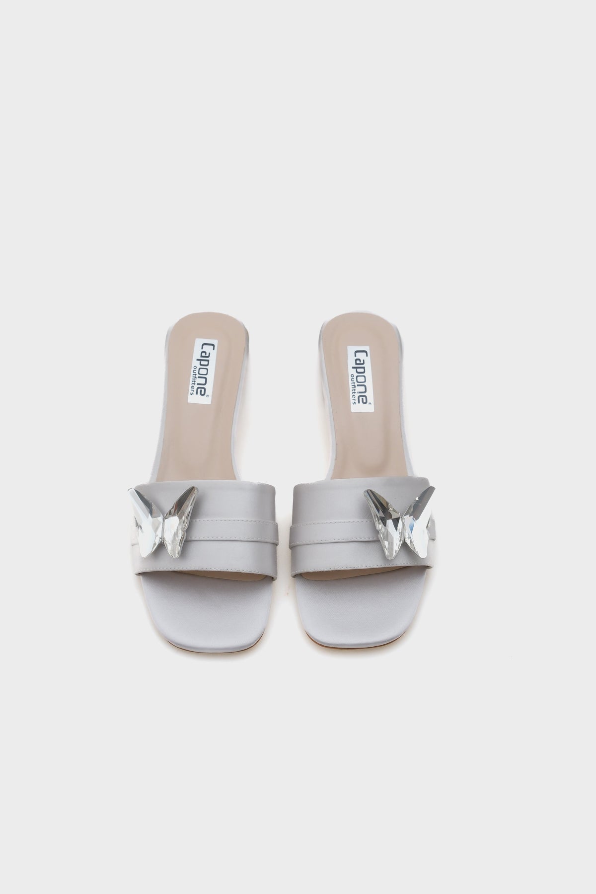 Ariela Yuvarlak Küt Burunlu Taşlı Kelebek Tokalı Kadın Kısa Topuklu Terlik