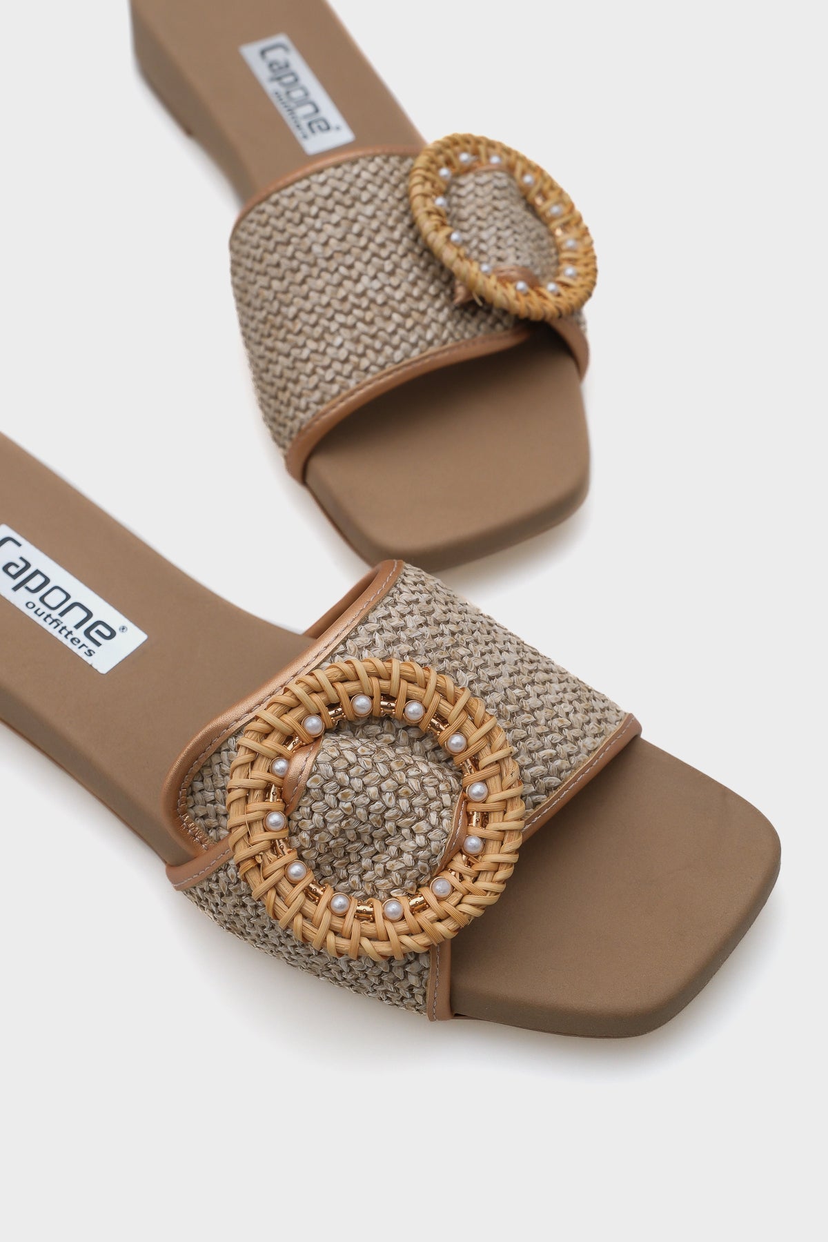 Manya Küt Burunlu Hasırlı Kısa Topuklu Konfor Kadın Terlik