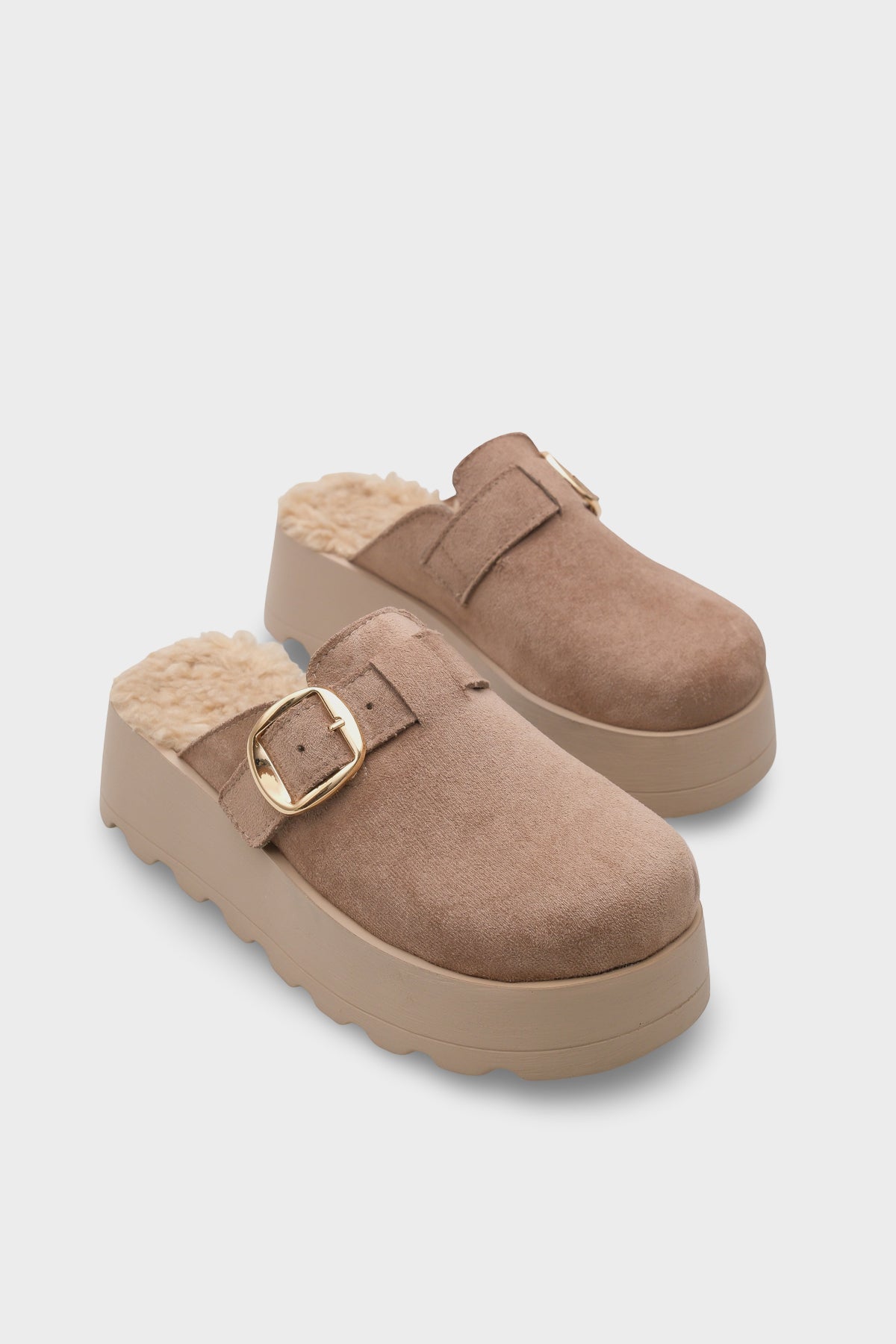 Leticia Kürklü Süet Görünümlü Kadın Sabo